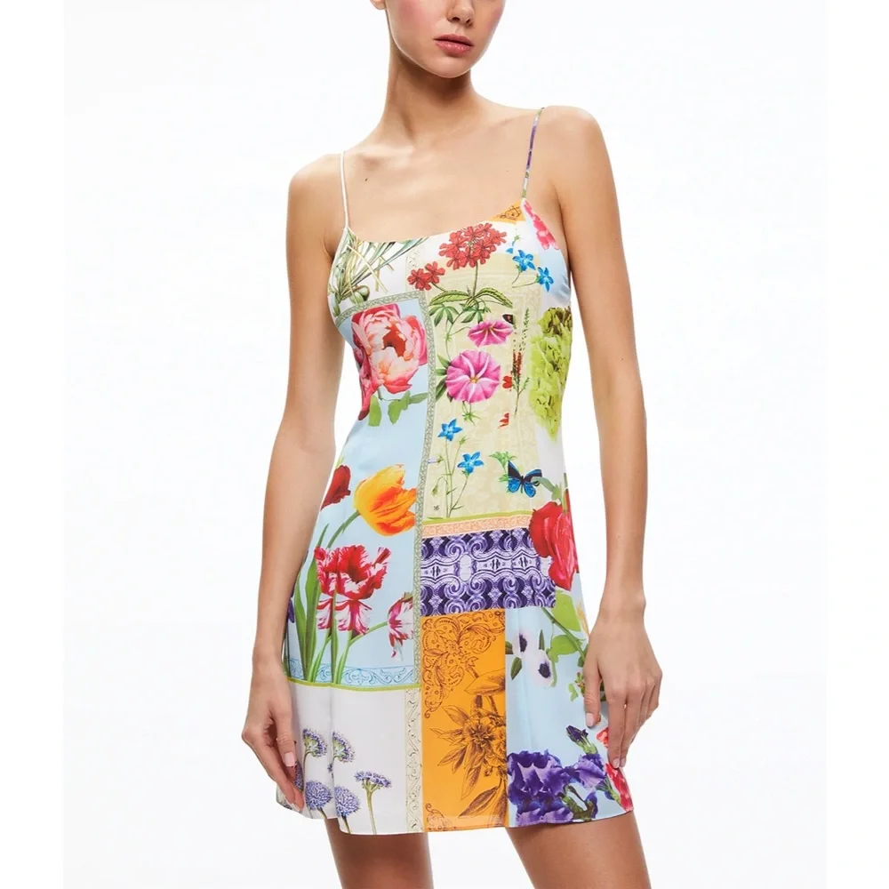 Alice + Olivia Ira Floral Spaghetti Strap Mini Dress - Picture 4 of 15